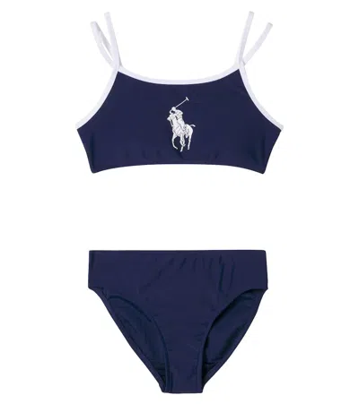 Polo Ralph Lauren Kids' Logo Bikini In Blue