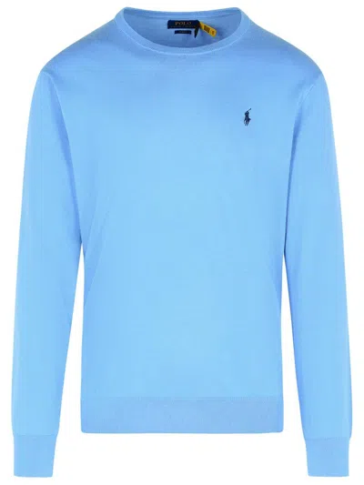 Polo Ralph Lauren Crew Neck Cotton Sweatshirt In Blue