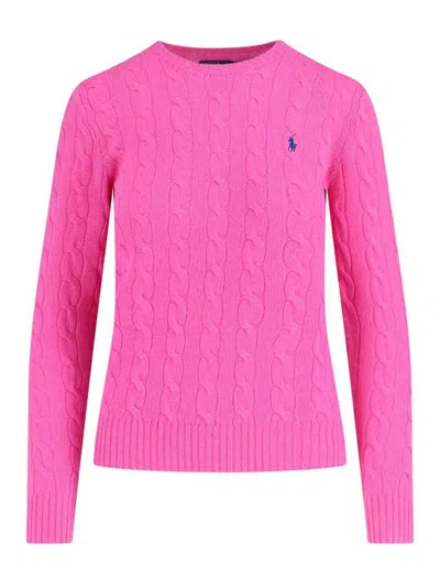 Polo Ralph Lauren Logo Braid Sweater In Pink