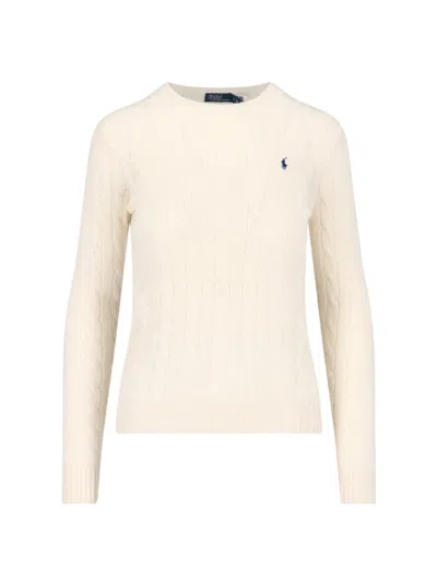 Polo Ralph Lauren Logo Braid Sweater In White