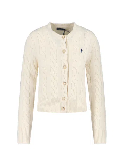 POLO RALPH LAUREN LOGO BRAIDED CARDIGAN