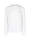 Polo Ralph Lauren Textured Cable Knit Sweater With Round Neckline And Fitted Silhouette In White