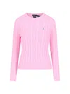 Polo Ralph Lauren Cable Knit Crew Neck Sweater Knitwear Rose In Pink