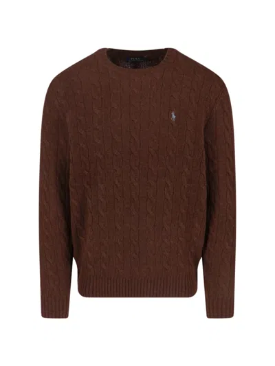 POLO RALPH LAUREN LOGO BRAIDED SWEATER