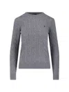 Polo Ralph Lauren Logo Braided Sweater In Gray