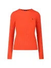 Polo Ralph Lauren Logo Braided Sweater In Orange