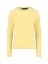 Polo Ralph Lauren Logo Braided Sweater In Yellow