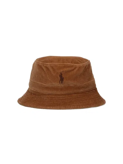 Polo Ralph Lauren Logo Bucket Hat In Brown