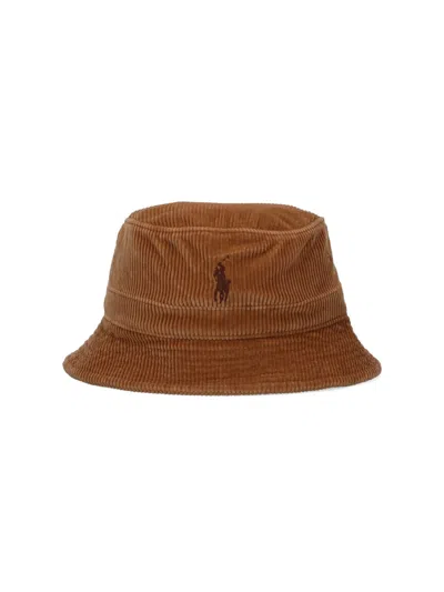 Polo Ralph Lauren Logo Bucket Hat In Brown