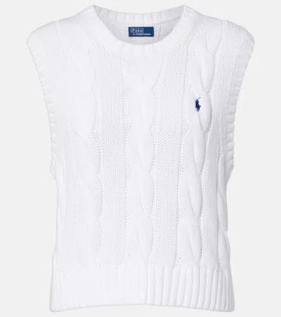 Polo Ralph Lauren Logo Cable-knit Cotton Sweater Vest In White