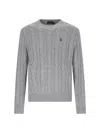 Polo Ralph Lauren Grey Crewneck Sweater With Pony Embroidery On The Front And Woven Knit In Gray