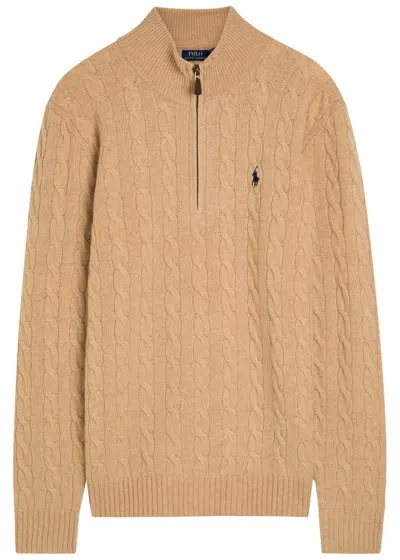 POLO RALPH LAUREN POLO RALPH LAUREN LOGO CABLE-KNIT WOOL AND CASHMERE-BLEND JUMPER