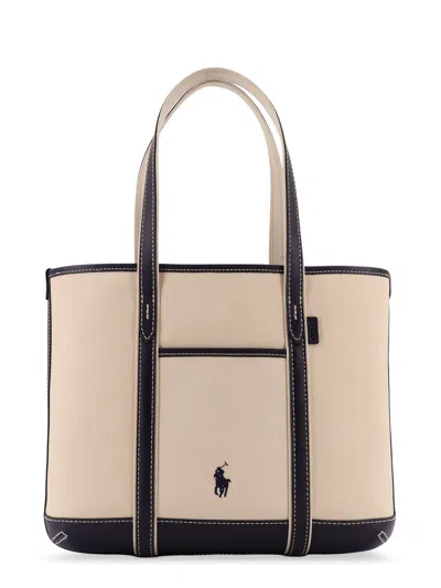 Polo Ralph Lauren Logo Canvas Tote Bag In Sand