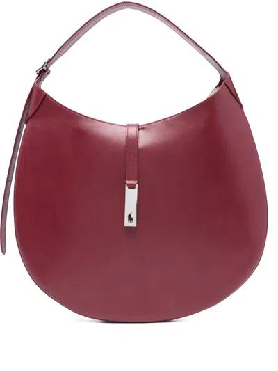 Polo Ralph Lauren Logo-clasp Leather Shoulder Bag In Red