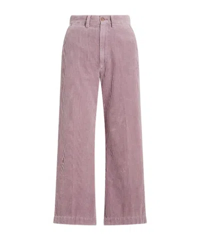 Polo Ralph Lauren Logo Corduroy Casual Pants In Nude
