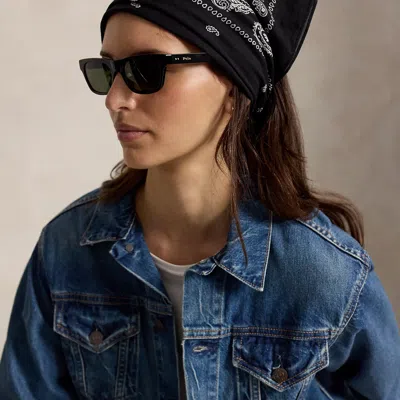 Polo Ralph Lauren Logo Cotton Bandanna In Polo Black