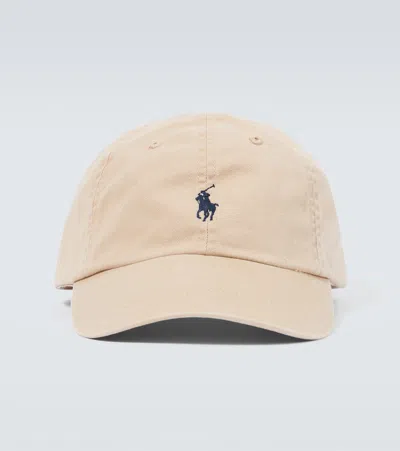 Polo Ralph Lauren Logo Cotton Baseball Cap In Beige