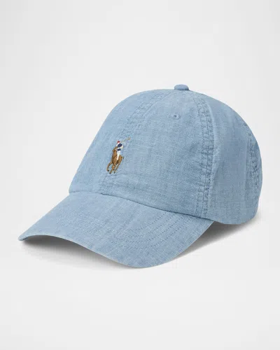 Polo Ralph Lauren Logo Cotton Baseball Cap In Chambray