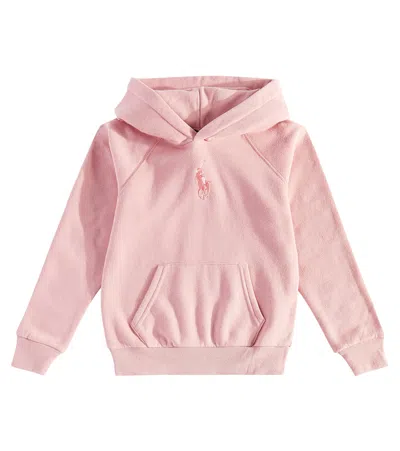 Polo Ralph Lauren Kids' Logo Cotton-blend Jersey Hoodie In Pink