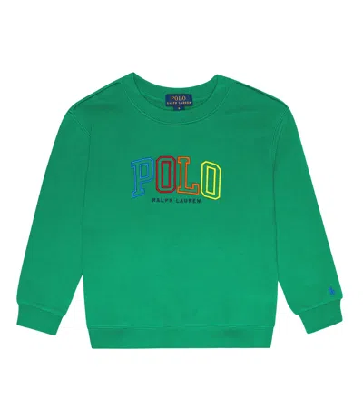Polo Ralph Lauren Kids' Logo Cotton-blend Jersey Sweatshirt In Primary Green