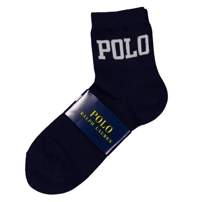 Polo Ralph Lauren Logo Cotton Blend Quarter Socks In Black