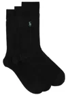 Polo Ralph Lauren Logo Cotton-blend Socks In Black