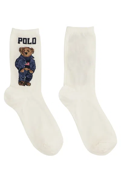 Polo Ralph Lauren Logo Cotton Blend Socks In White