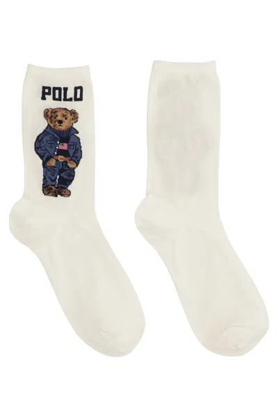 Polo Ralph Lauren Logo Cotton Blend Socks In White