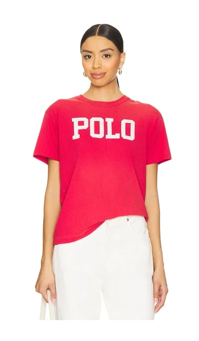 Polo Ralph Lauren Logo Cotton Jersey Crewneck Tee In Red