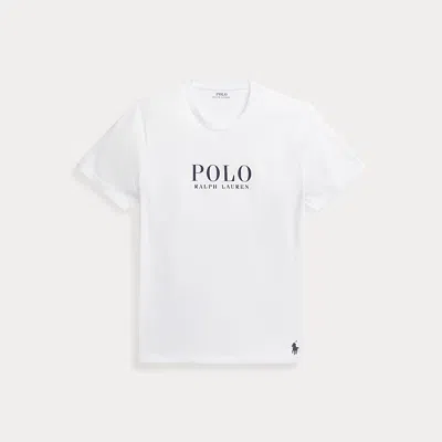 Polo Ralph Lauren Logo Cotton Jersey Sleep Shirt In White