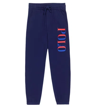 Polo Ralph Lauren Kids' Logo Cotton Jersey Sweatpants In Newport Navy