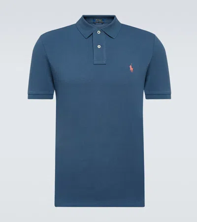 Polo Ralph Lauren Logo Cotton Piqué Polo Shirt In Blue