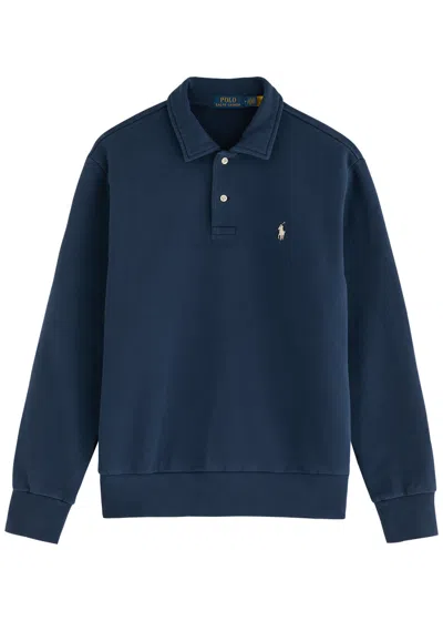 Polo Ralph Lauren Logo Cotton Polo Sweatshirt In Navy
