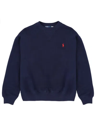 Polo Ralph Lauren Logo Cotton Sweatshirt In Blue