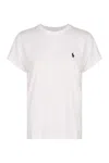 Polo Ralph Lauren White Crewneck T-shirt With Contrasting Logo Embrodery