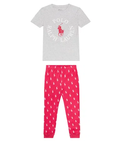 Polo Ralph Lauren Kids' Logo Cotton T-shirt And Pants In Multicoloured