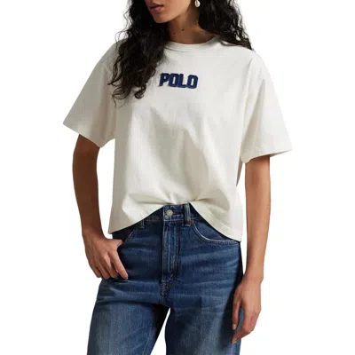 Polo Ralph Lauren Logo Cotton T-shirt In Antique White