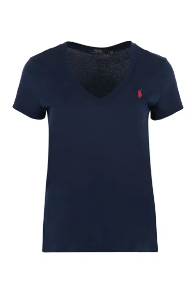 Polo Ralph Lauren Logo Cotton T-shirt In Cruise Navy