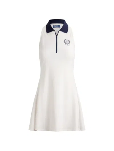 Polo Ralph Lauren Logo Crest Quarter-zip Dress In Animal Print
