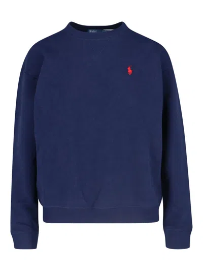 Polo Ralph Lauren Logo-detail Crew-neck Sweater In Blue