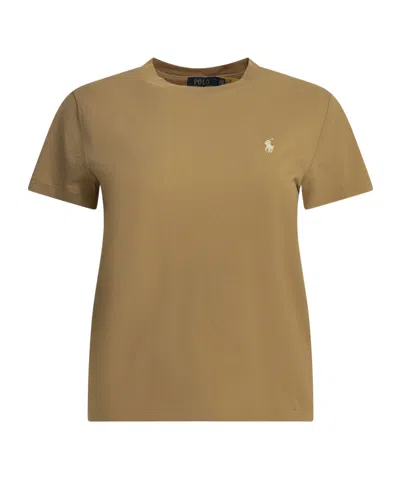 Polo Ralph Lauren Logo Crew Neck T-shirts In Brown
