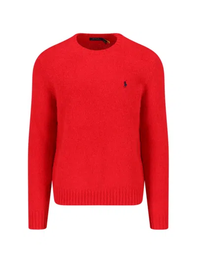 Polo Ralph Lauren Logo Crewneck Sweater In Red