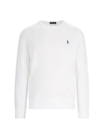 Polo Ralph Lauren Logo Crewneck Sweatshirt In White