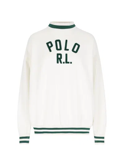 Polo Ralph Lauren Logo Crewneck Sweatshirt In White