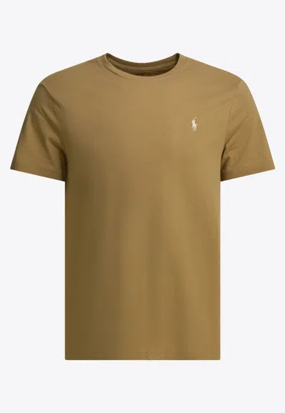 Polo Ralph Lauren Logo Crewneck T-shirt In Brown