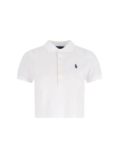 Polo Ralph Lauren Logo Crop Polo Shirt In White