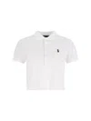Polo Ralph Lauren Cropped Icon Logo Polo Shirt In White