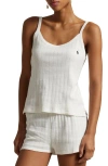 Polo Ralph Lauren Pointelle Cami Short Pajamas In Egret In Egret