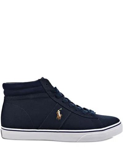 Polo Ralph Lauren Logo-detail High-top Sneakers In Blue