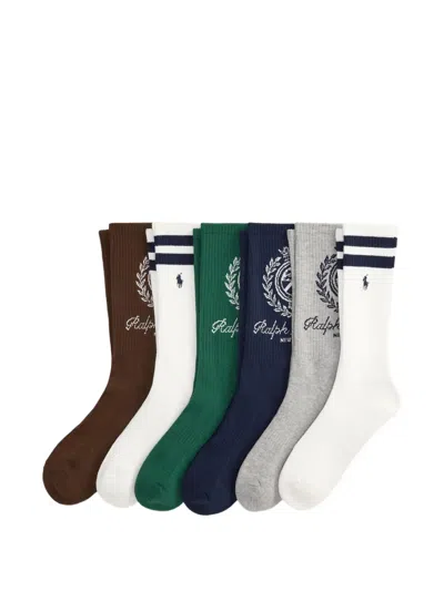 Polo Ralph Lauren Logo-detail Socks (set Of Six) In Multi